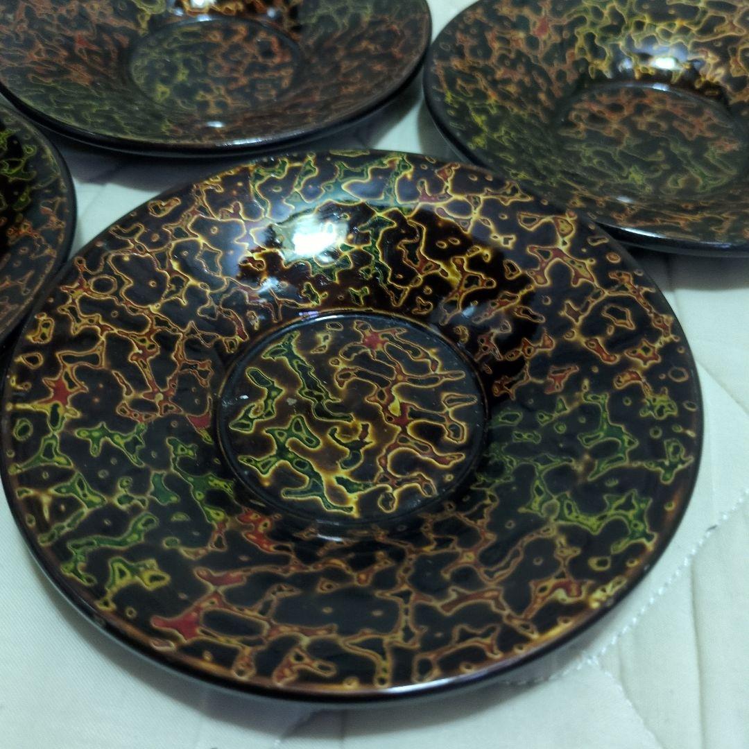 蔵出し　美品　漆器　津軽塗り　茶托　湯飲み受け皿　5枚セット