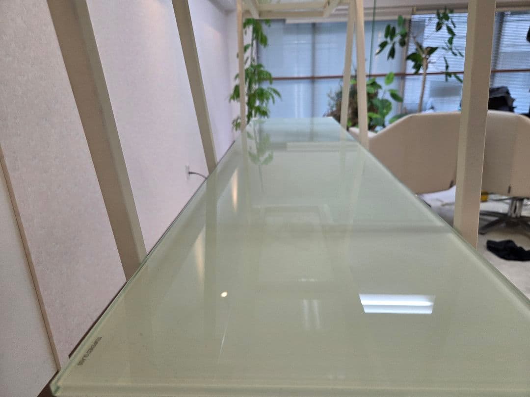 ホワイトスチールラック 4段 ガラス棚