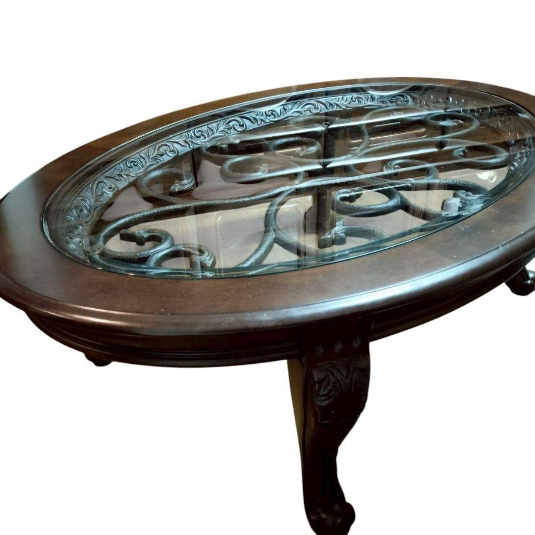 アシュレイ Ashley アンティーク ガラステーブル 家具