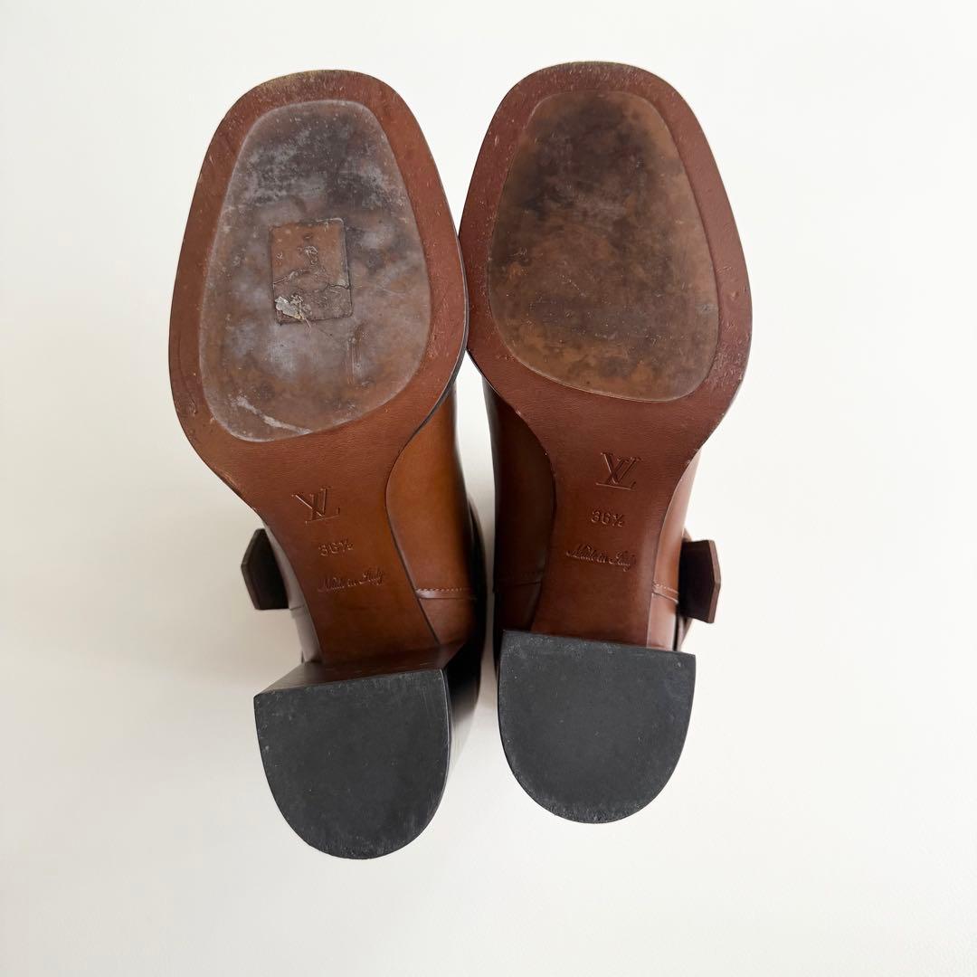 【ルイヴィトン】LVサークルアンクルブーツ ロゴ入り レザー ブーティ 36.5