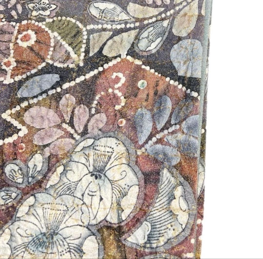 最終値下げ❗️袋帯　辻ヶ花　絞り　格子　椿　桔梗　藤　松皮菱　着物　帯