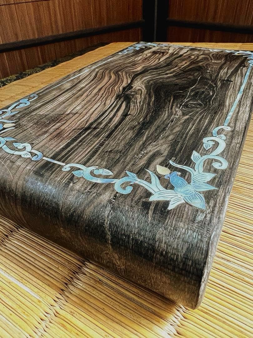 古唐木 美杢 螺鈿 象嵌 巻き花台 香台 盆栽台