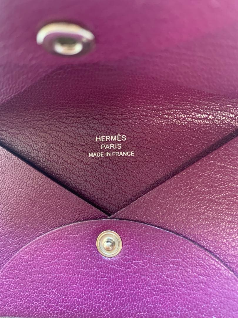 HERMES パープル 名刺入れ　カルヴィ