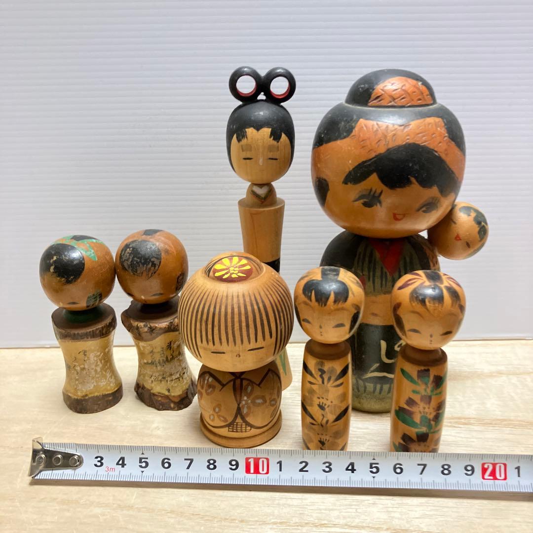 E-壁 伝統工芸品 こけし 創作こけし まとめ売り 7点セット 民芸品
