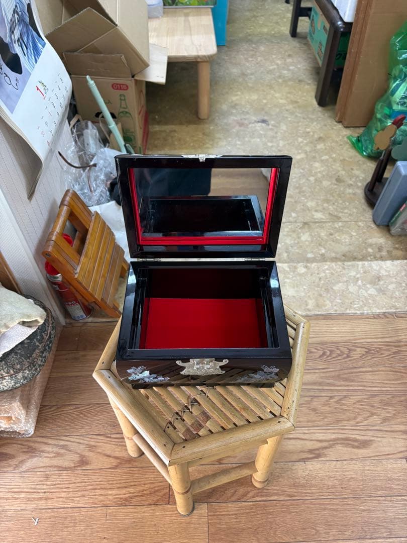 高級 螺鈿細工 ジュエリーボックス 宝石箱 伝統工芸 鏡付 ヴィンテージリング