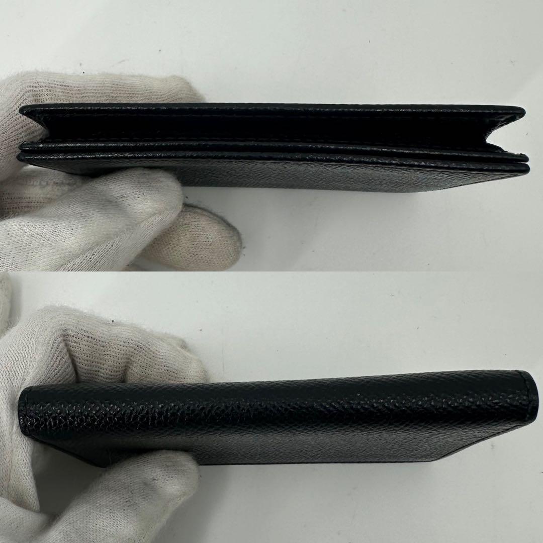 美品✨ブルガリ　名刺入れ　カードケース　定期入れ　黒　ロゴ刻印　フラップ