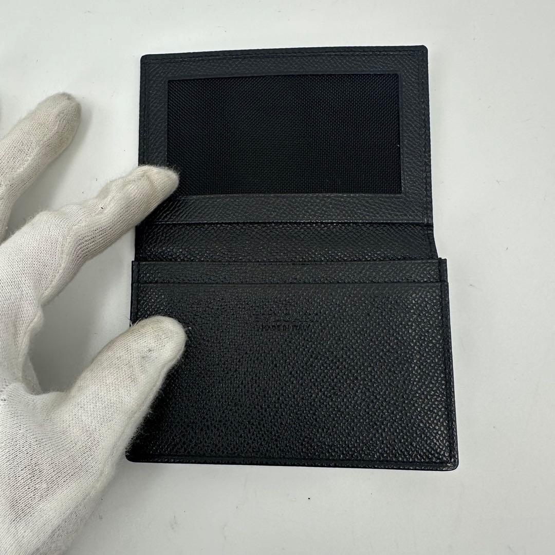 美品✨ブルガリ　名刺入れ　カードケース　定期入れ　黒　ロゴ刻印　フラップ