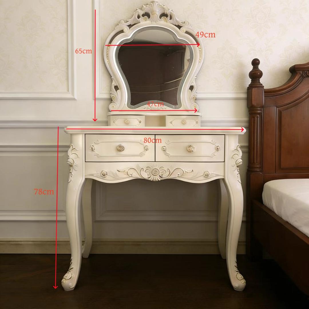 クラシックホワイトドレッサー・鏡台 訳あり品　写真をご確認 J109-80-01