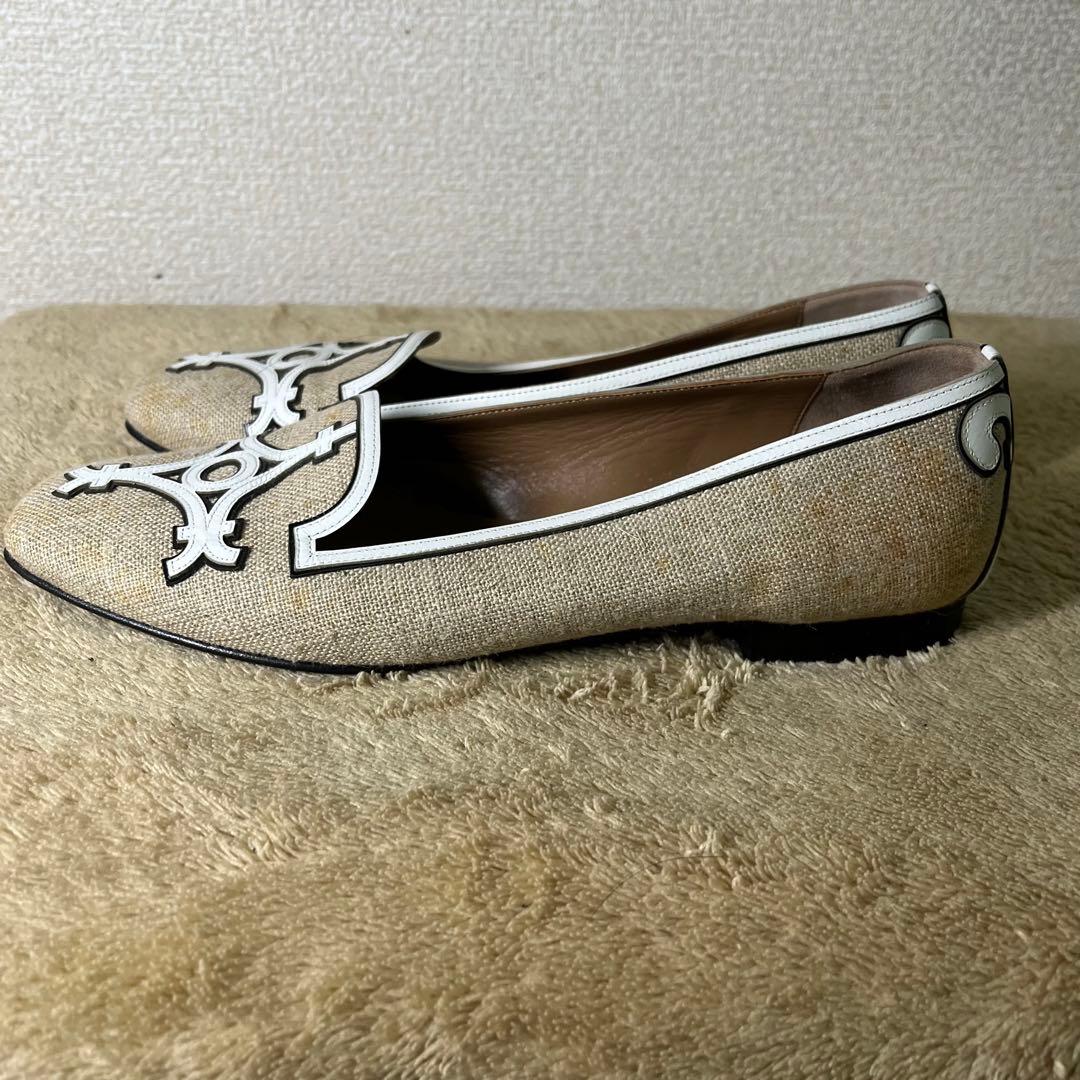 エルメス HERMES オペラシューズ キャンバスフラット シューズ 定価17万