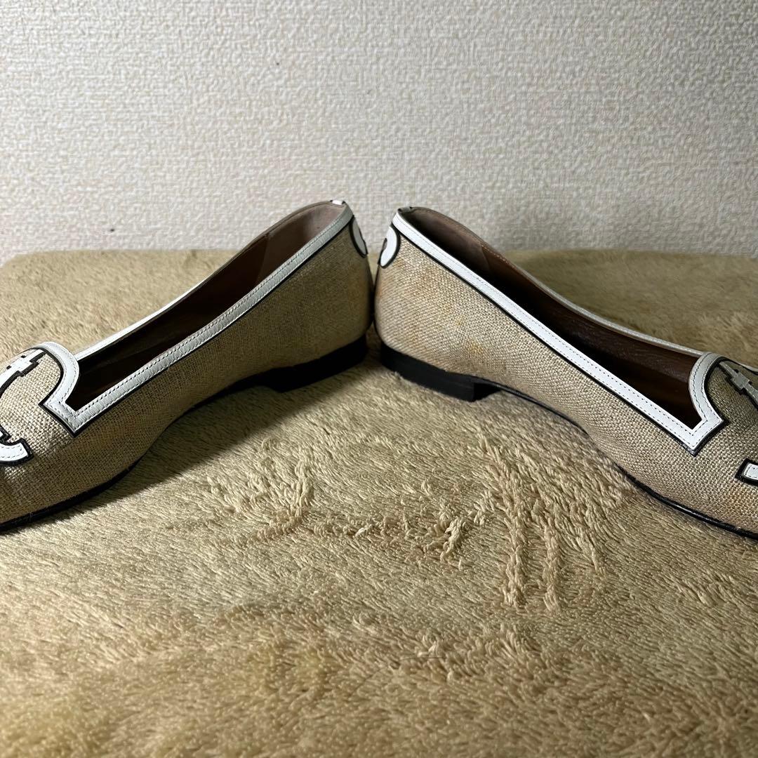 エルメス HERMES オペラシューズ キャンバスフラット シューズ 定価17万