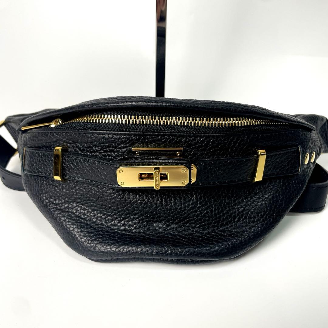 専用　美品✴︎ シータパランディカ　ウエストポーチ　黒　シボ革　レザー