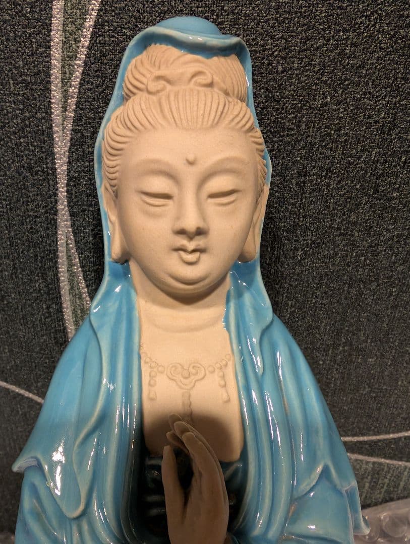 九谷焼　観世音菩薩像　観音様　仏像　浄瓶観音菩薩　骨董美術　置物