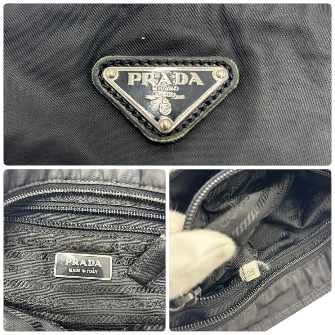 【極美品】PRADA プラダ ナイロン ショルダーバッグ ブラック ロゴプレート