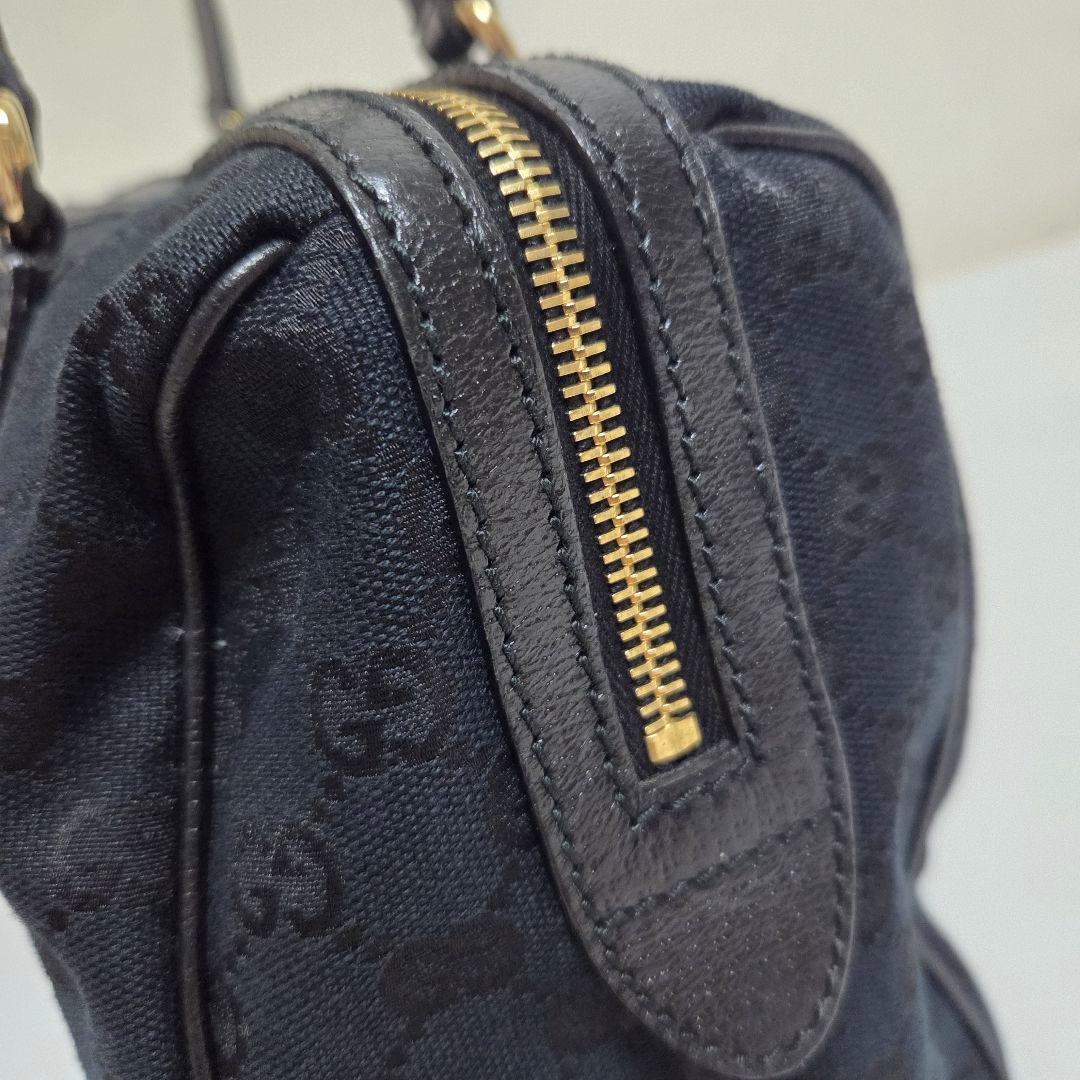 GUCCI GGキャンバス チャーミー ミディアム ボストンバッグ ブラック