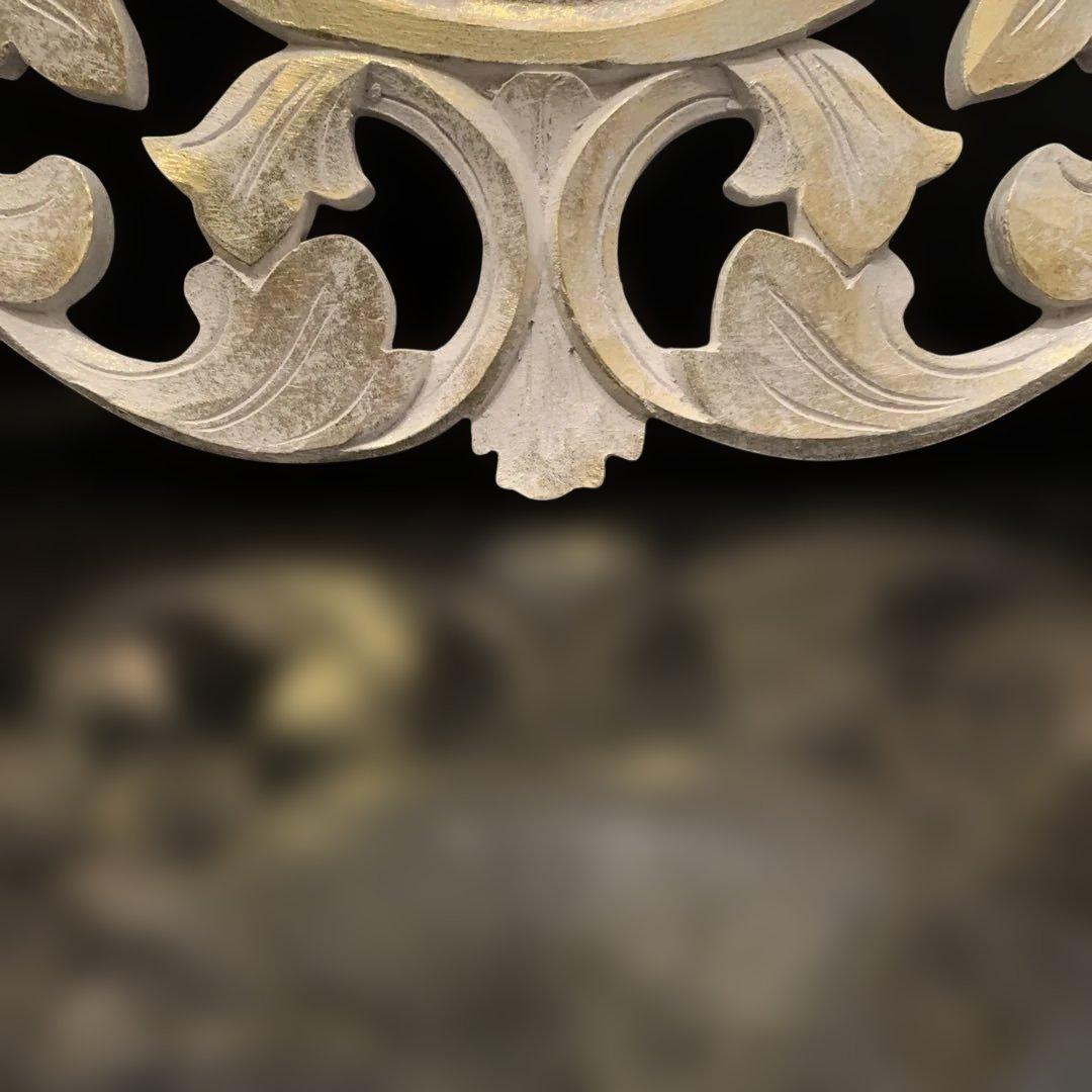 木製装飾フレーム付 ウォールミラー ホワイト