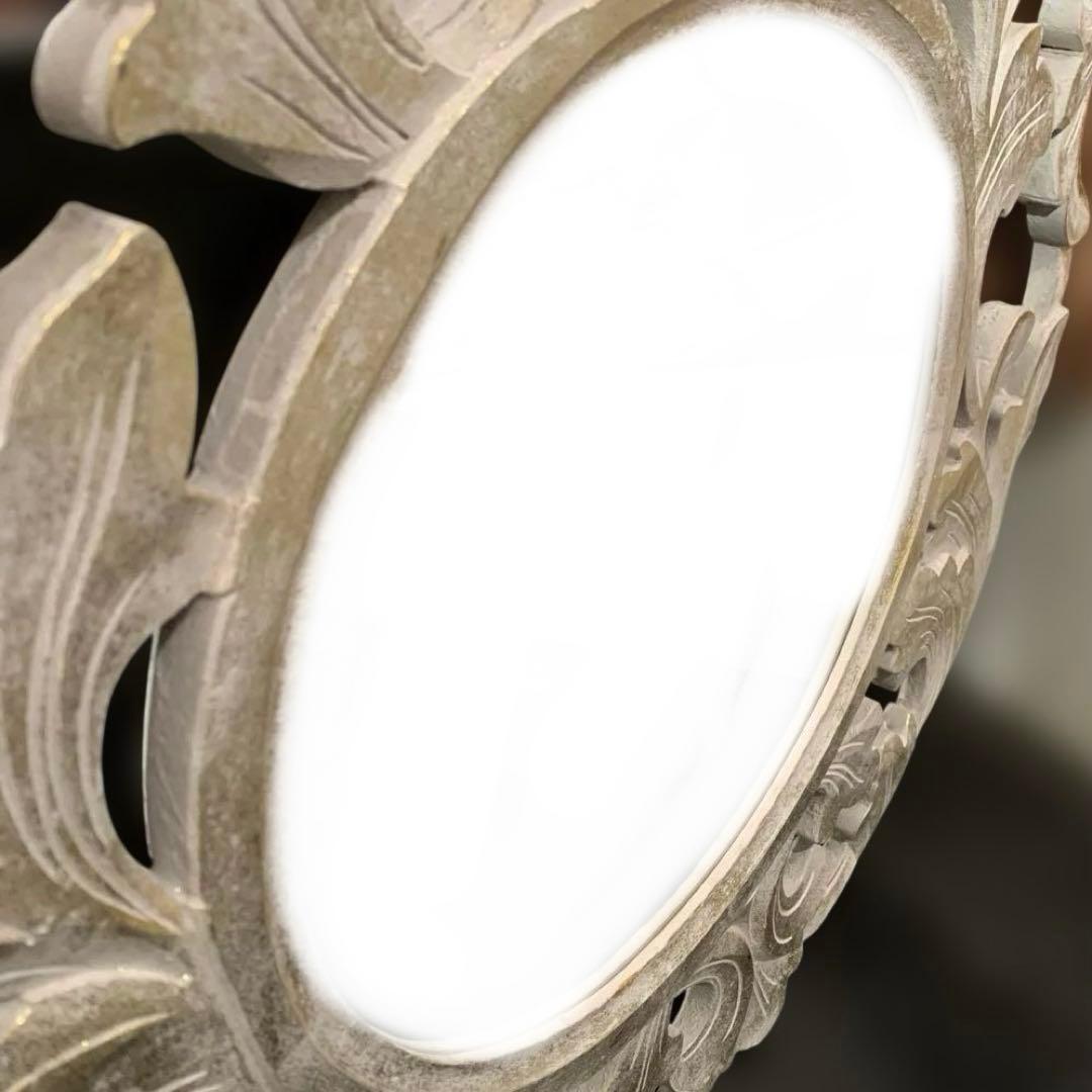 木製装飾フレーム付 ウォールミラー ホワイト