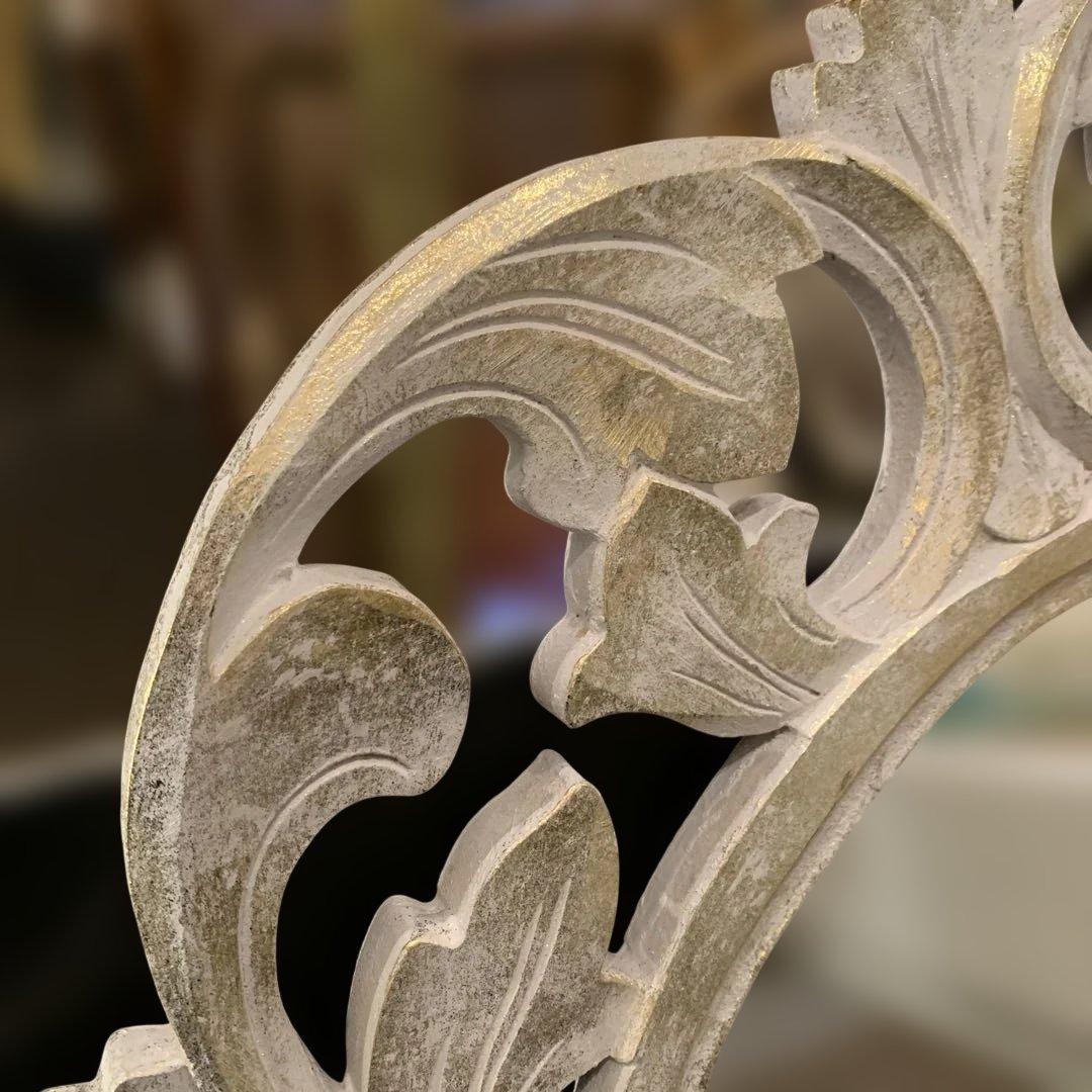 木製装飾フレーム付 ウォールミラー ホワイト