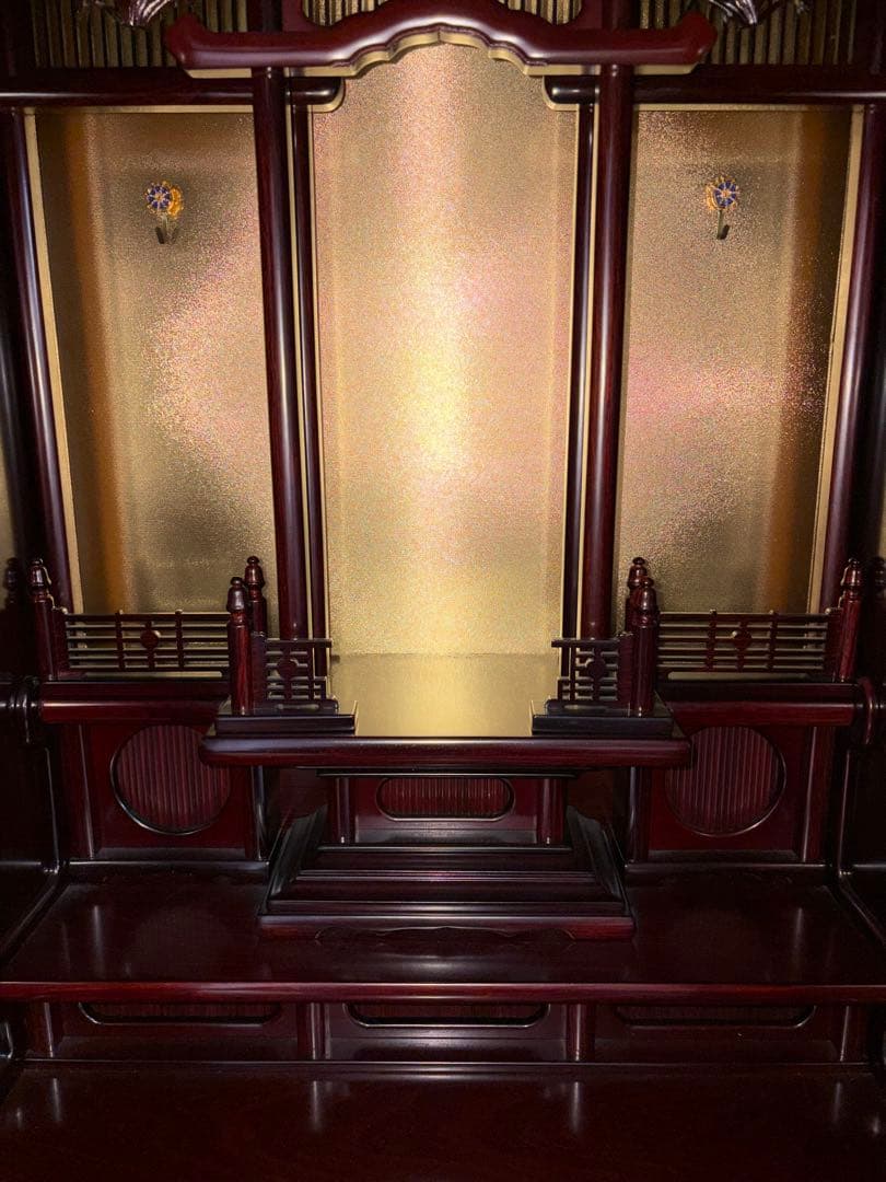 【特大セール中！】唐木仏壇・紫檀調 16号 本体+仏具セット