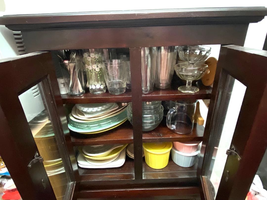 木製クラシックキャビネット　アンティーク　ヴィンテージ　棚　シェルフ　チーク材