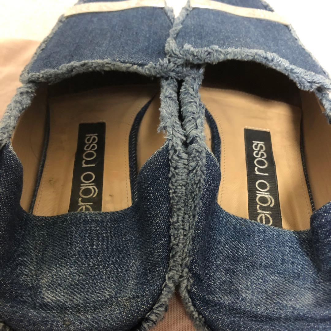 セルジオロッシ sr1 フラット　パンプス スリッパ　デニム　361/2