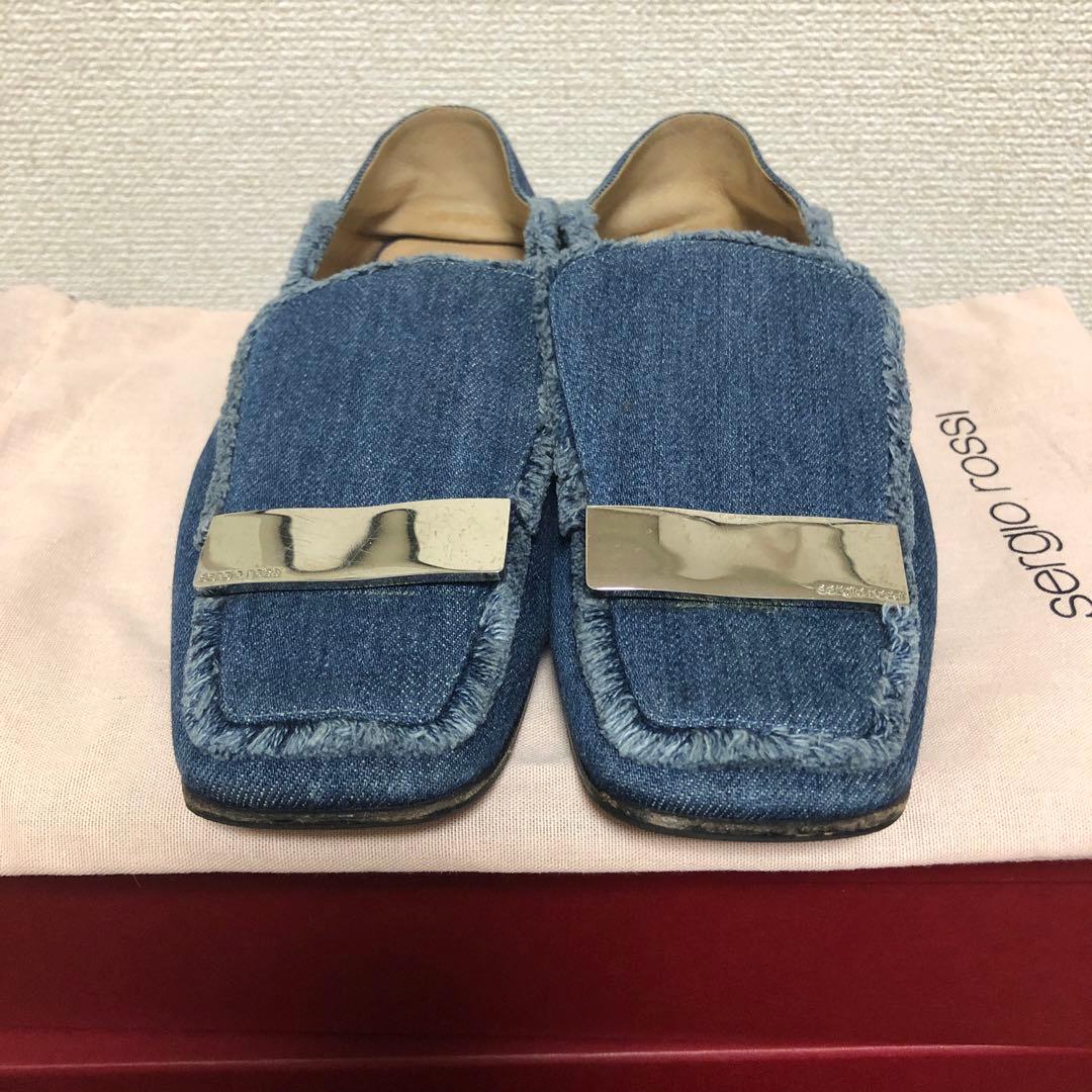 セルジオロッシ sr1 フラット　パンプス スリッパ　デニム　361/2