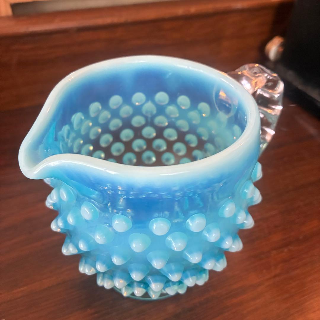 レア！50sアメリカアンティーク　オールドフェントン　ブルーオパールセント水差し