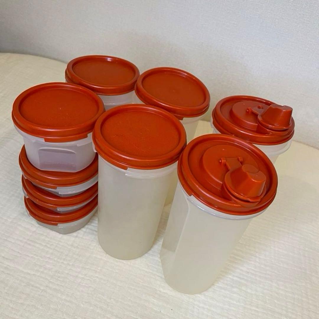 美品 タッパーウェア ＭＭだ円 ディスペンサー９個セット食品保存容器