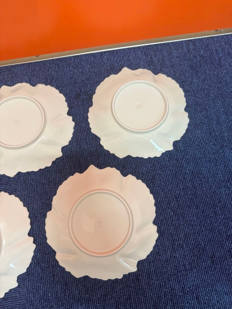 1861  深川製磁　白磁　葉型皿　5客