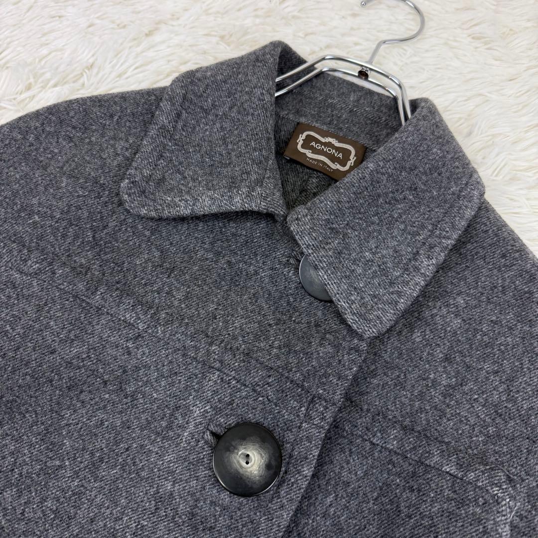 美品 伊製 AGNONA アニオナ ウールコート コクーン 絹 アンゴラ 一枚袖