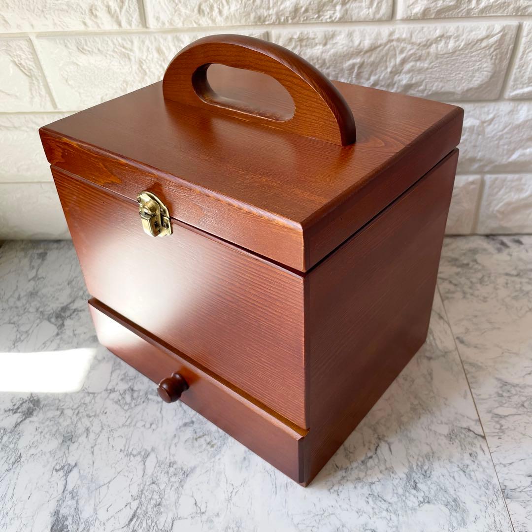 【美品】GWOOD 鏡付き メイクボックス コスメ収納 小物入れ