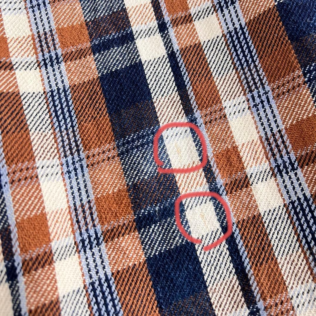 45R 藍 ざっくり ネル の フリル Tシャツ ブラウス