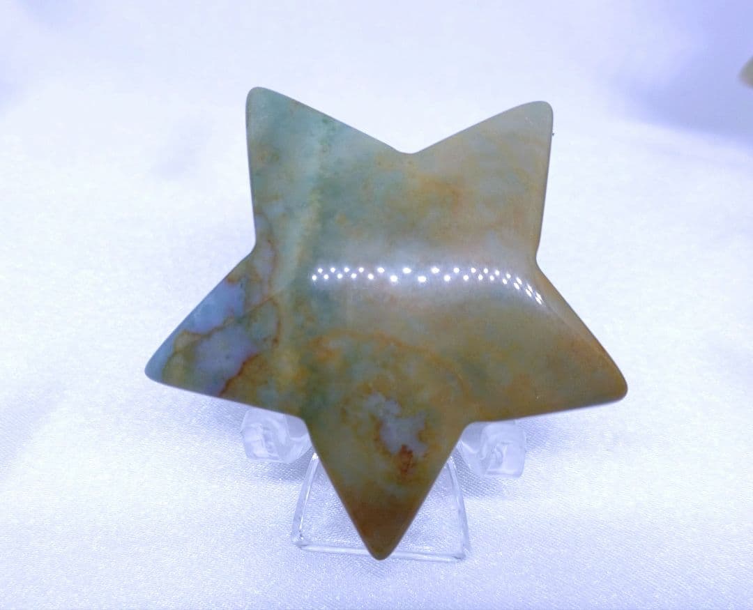 オーシャンジャスパー　星　モスアゲート　三日月　4点セット　癒し　才能　握り石