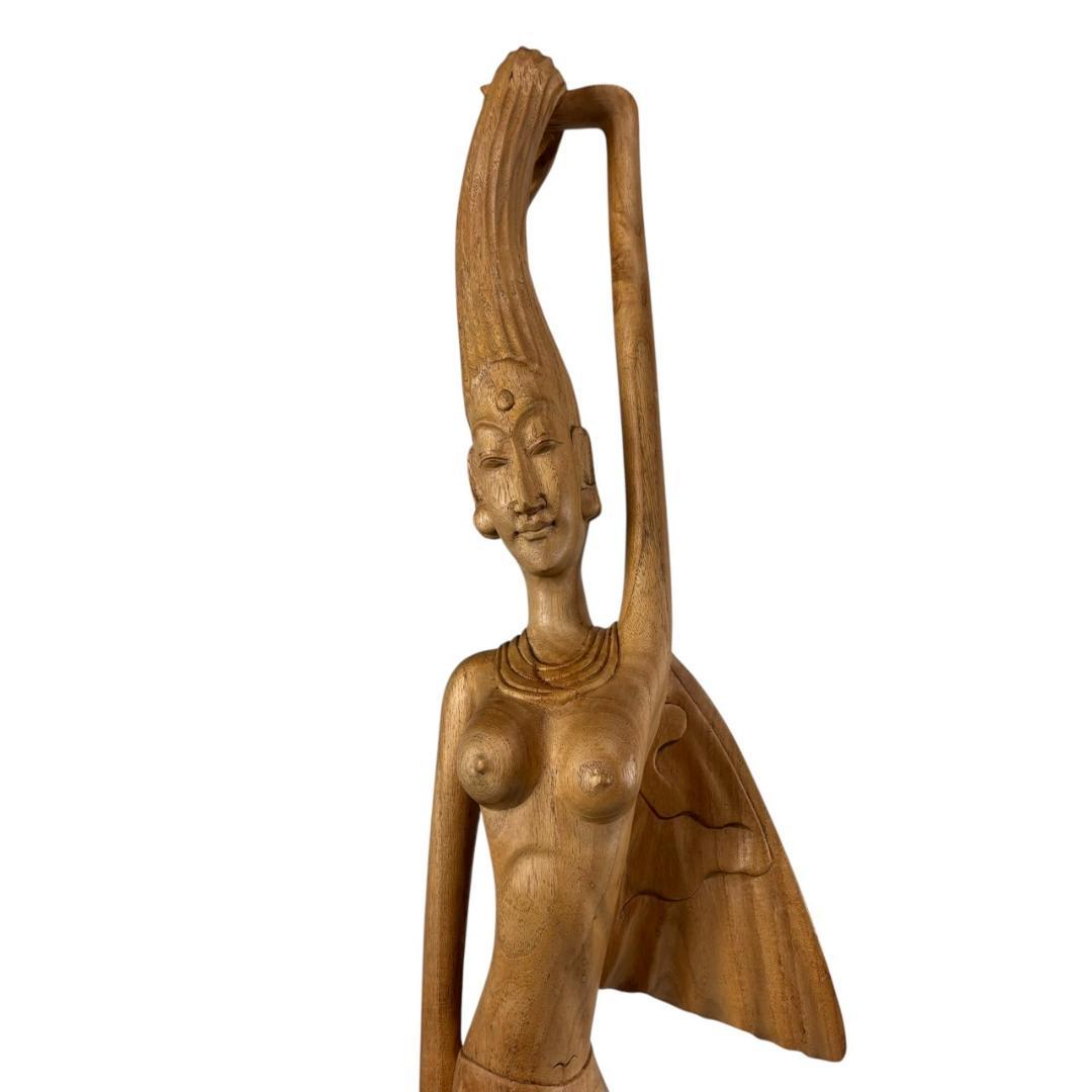 高さ153㎝　木彫り　木像　女性像　人魚　アンティーク　オブジェ　バリ調