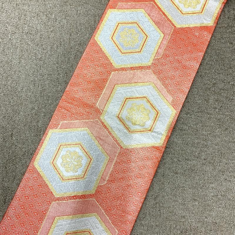 505ag60□七五三 七歳 女児 着物&袋帯 金駒刺繍 亀甲文□状態良好