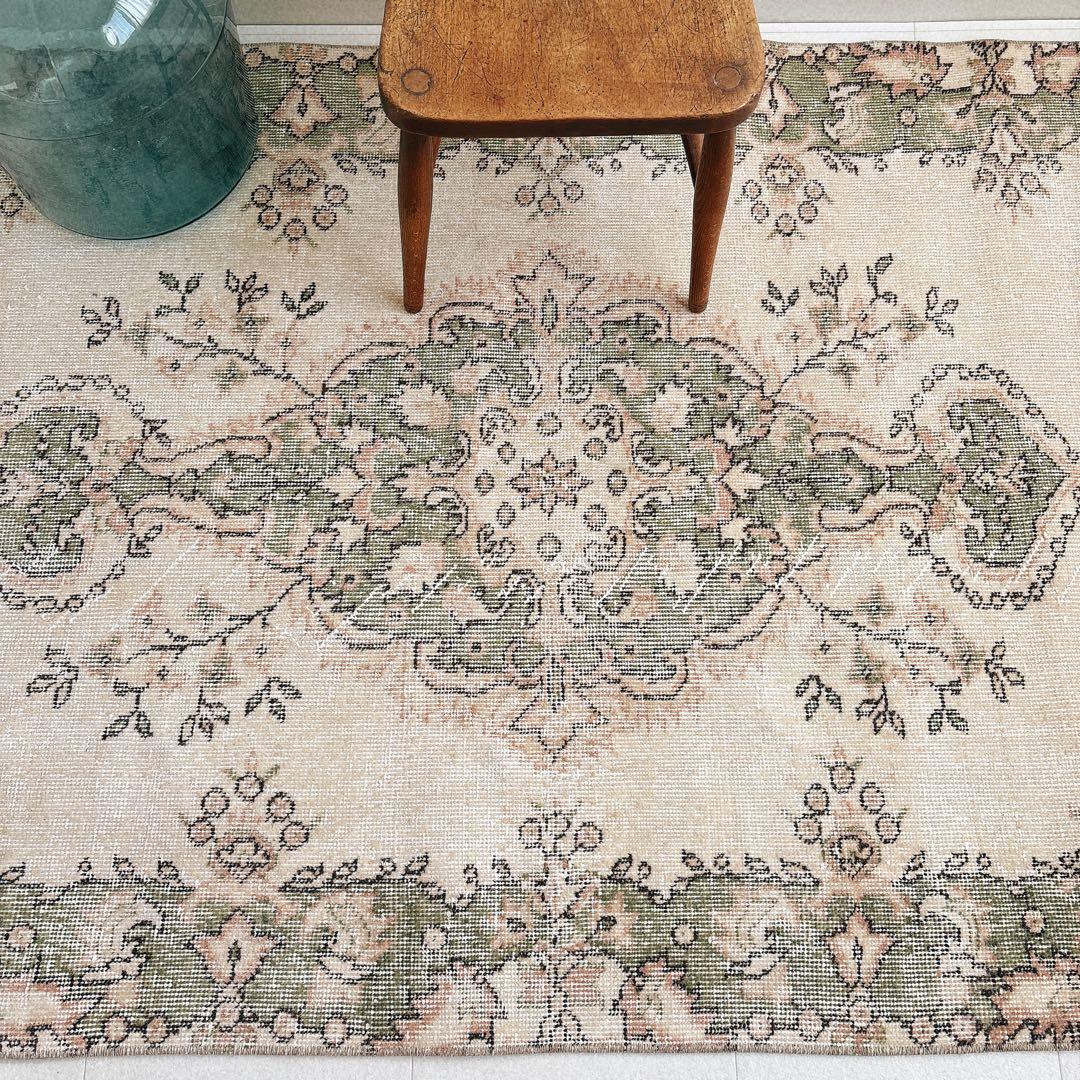 トルコ　ヴィンテージラグ　グリーン