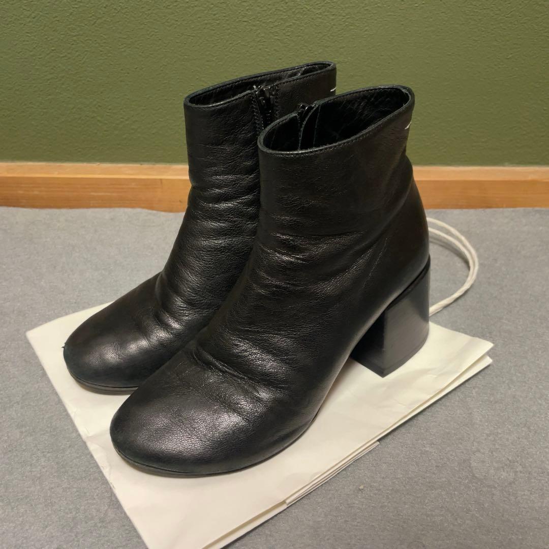 MM6 Maison Margiela ブラックレザーブーツ