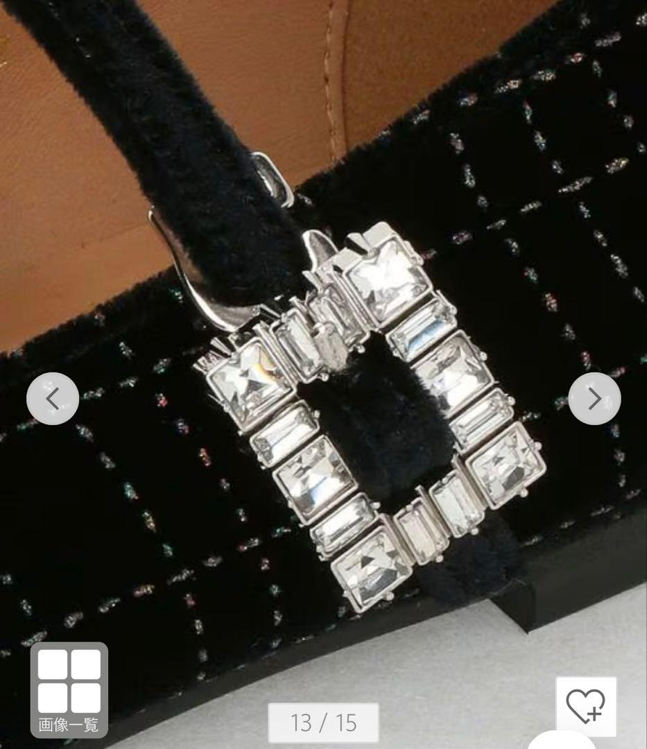 UNITED ARROWS グリッター ベルベット メリージェーン シューズ