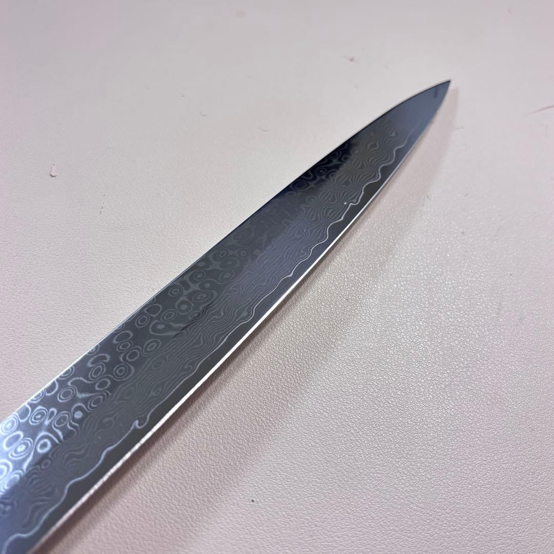 【鞘付き】尺300mm 墨流しダマスカス 柳刃包丁 黒檀本 牛八角柄刺身 和包丁