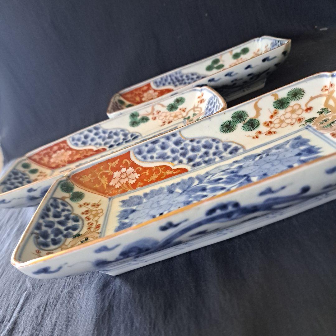 「high level 古伊万里長皿の美！」 色絵皿3客セット 骨董アン