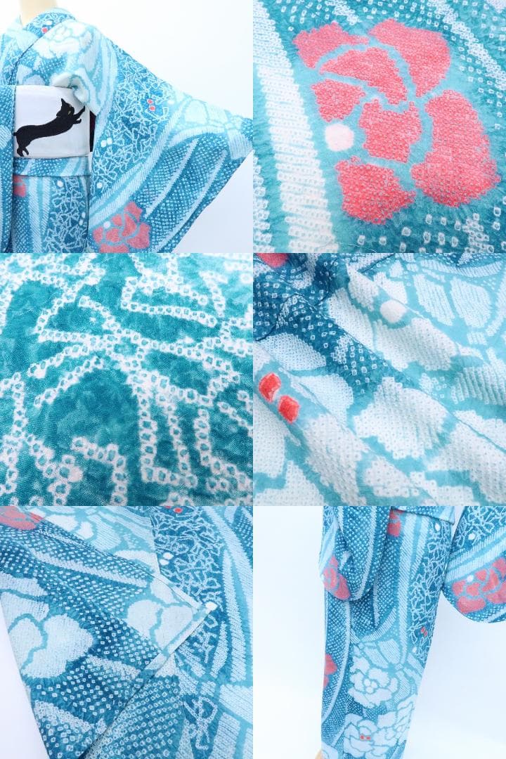 Y3375◆美品 有松鳴海絞り 綿 居敷当て付 手縫い仕立て 高級浴衣 夏着物