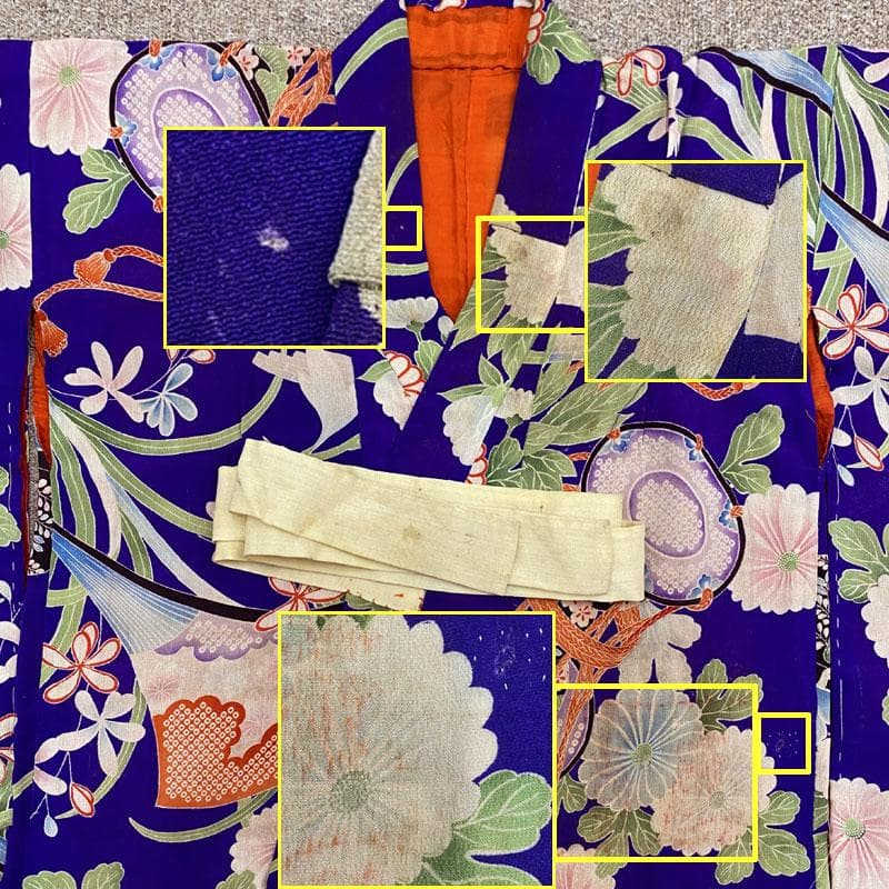 503ag81◎七五三 三歳 女の子 アンティーク着物&被布 濃い紫◎