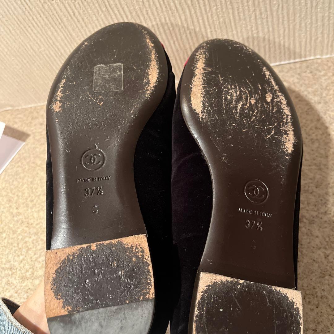 CHANEL フラットシューズ 黒 37.5