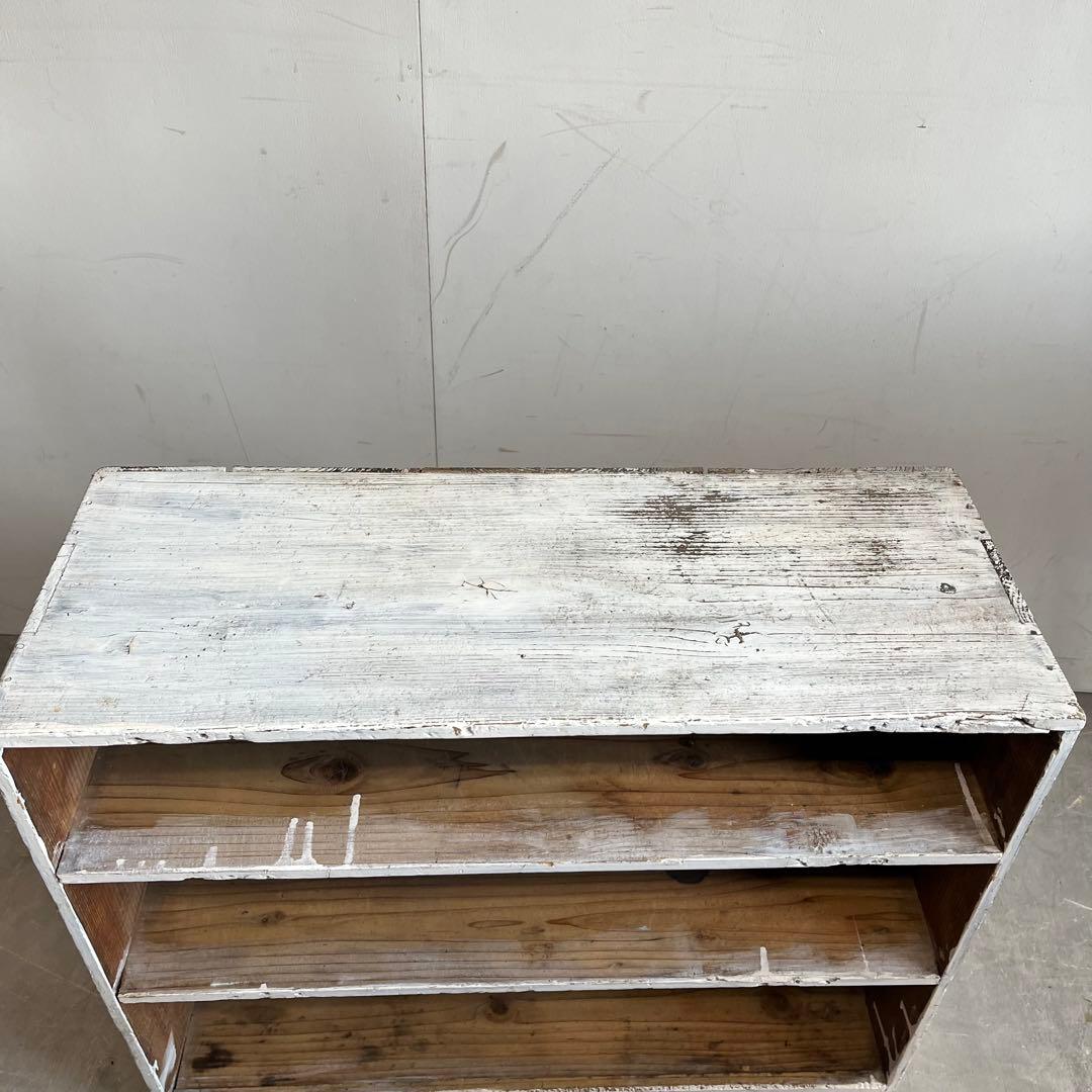 アンティーク シャビーシック 無垢材 飾り棚 オープンシェルフ レトロ ホワイト