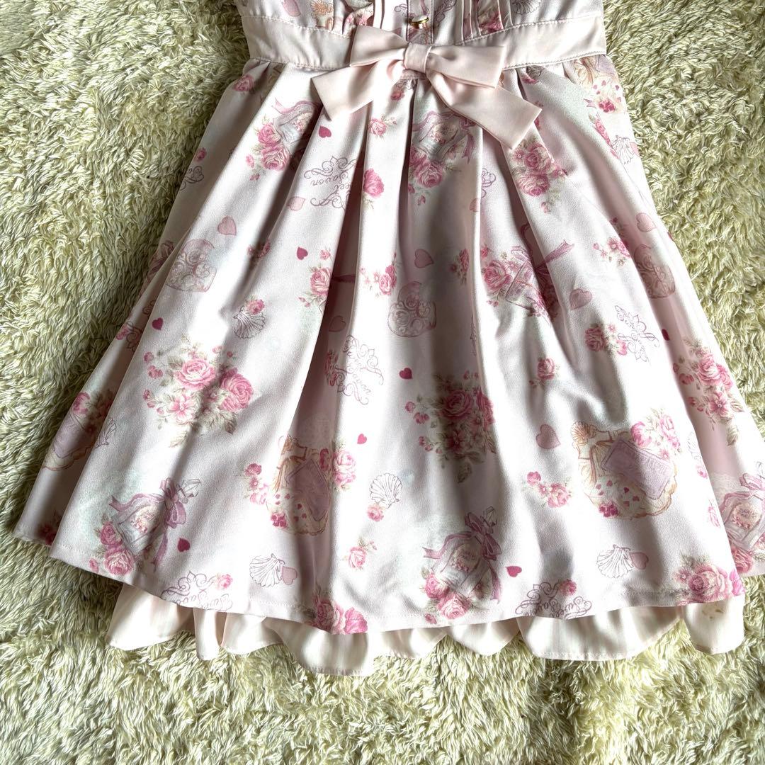 美品　リズリサ ハート　花柄　フリル シフォン ワンピース　S 半袖