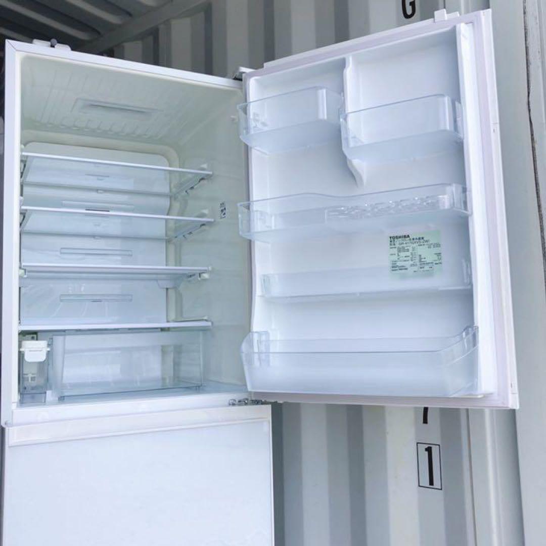 取付無料！高性能東芝おしゃれホワイトインテリアガラス5ドア冷蔵庫！洗濯機