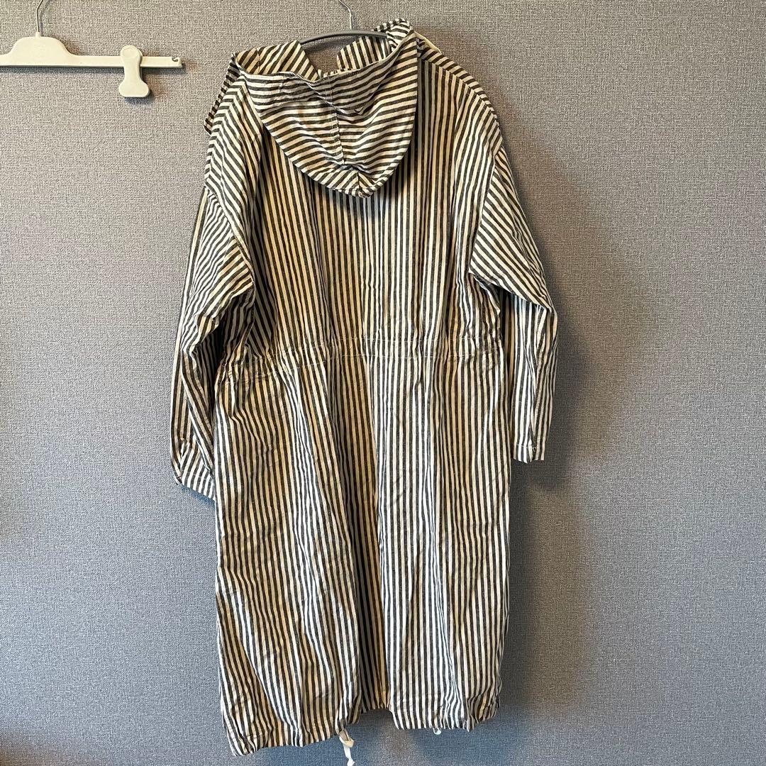 エンジニアードガーメンツ　ストライプ柄 フード付きモッズコート サイズ1