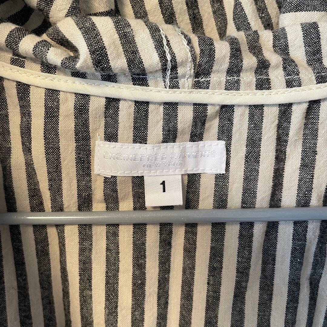 エンジニアードガーメンツ　ストライプ柄 フード付きモッズコート サイズ1