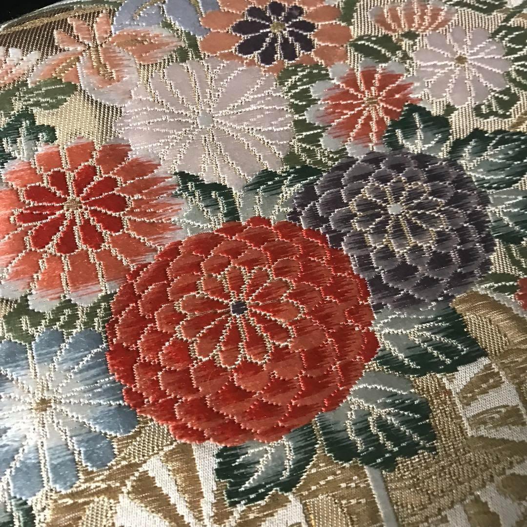 ZF-773 袋帯 本金箔 花小袖 高級 花車 正絹 六通 逸品