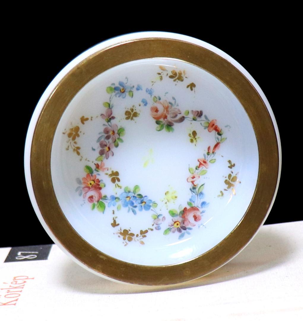 オールド・バカラ エナメル彩金彩薔薇文ブロンズ装飾オパーリンクリスタル製灰皿