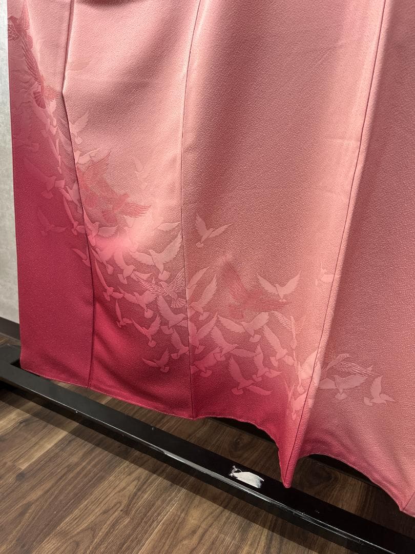 T005 訪問着 斉藤三才 ピンク 鶴 着丈152cm 和装 着物